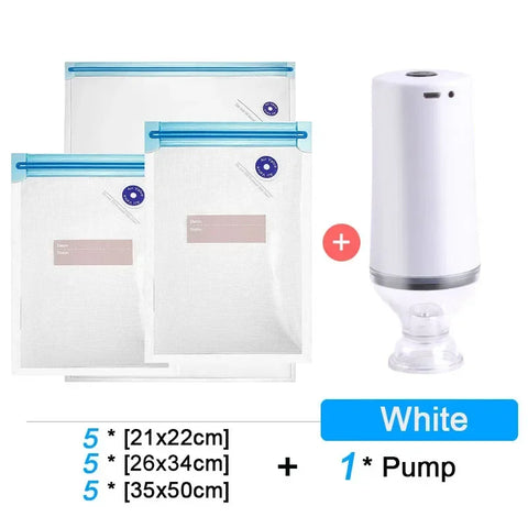 Reusable Vacuum Food Storage Bags with USB Sealer