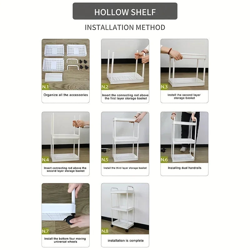 1 PC 3-Layer Rolling Plastic Storage - Improve Center