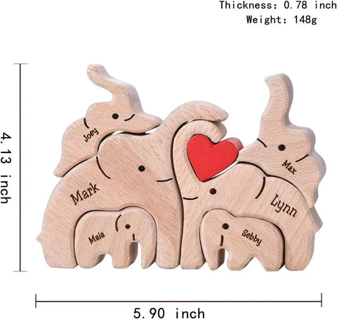 Wooden Elephant Family Puzzle