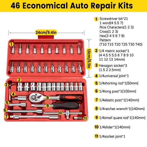 46pcs Car Repair Tool Kits - Improve Center
