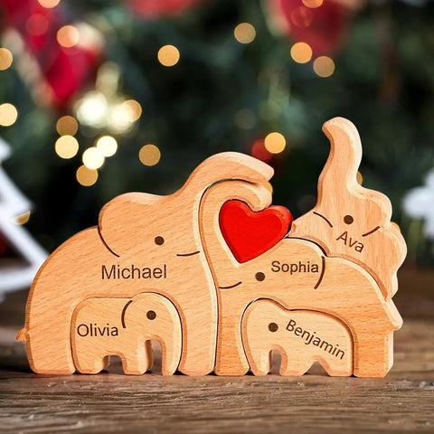 Wooden Elephant Family Puzzle