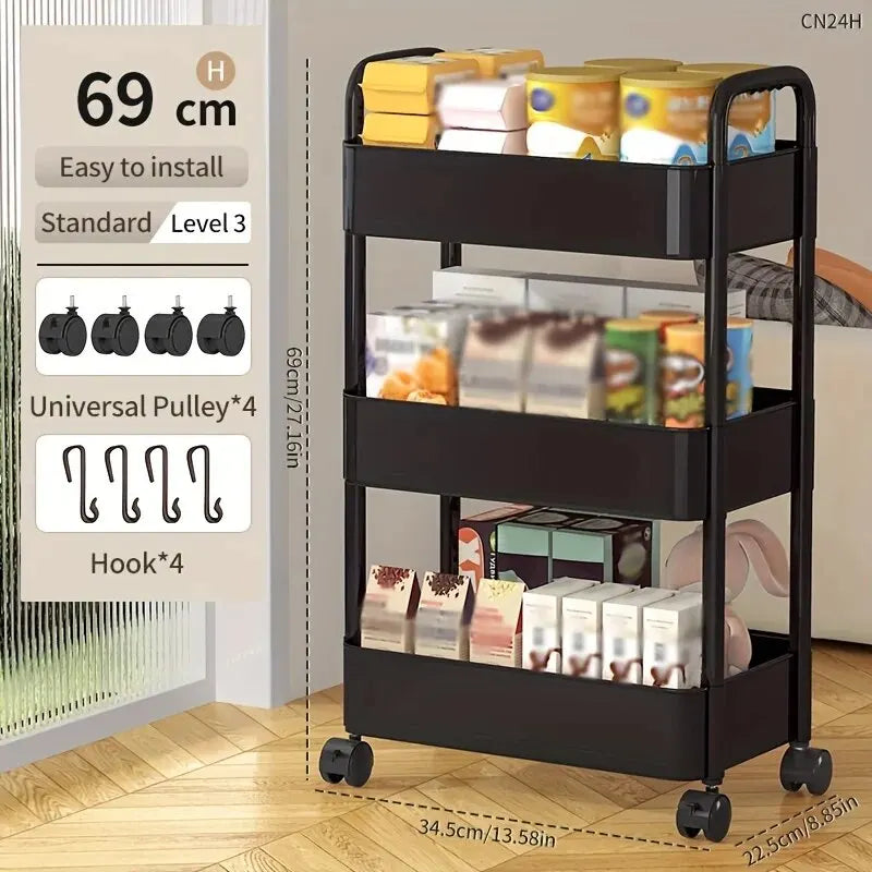 1 PC 3-Layer Rolling Plastic Storage - Improve Center