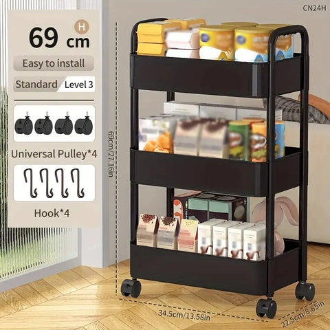 1 PC 3-Layer Rolling Plastic Storage - Improve Center