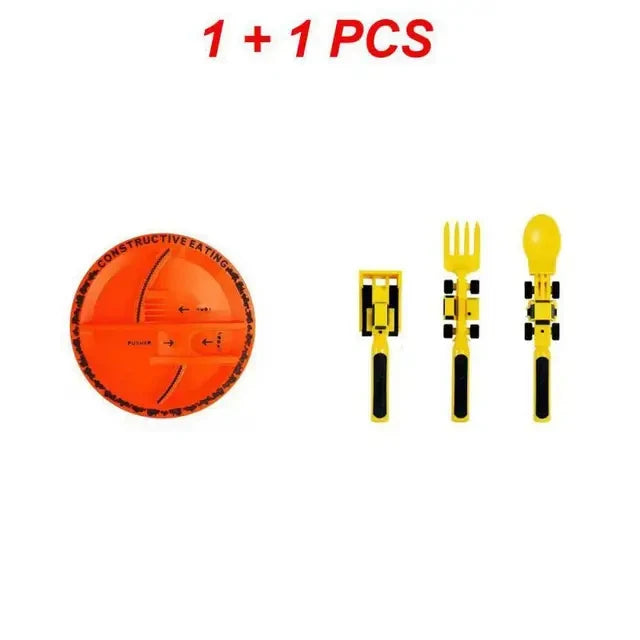 Kids Construction Vehicle Utensil Set – Spoon, Fork & Knife