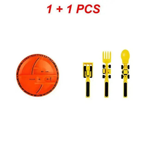 Kids Construction Vehicle Utensil Set – Spoon, Fork & Knife