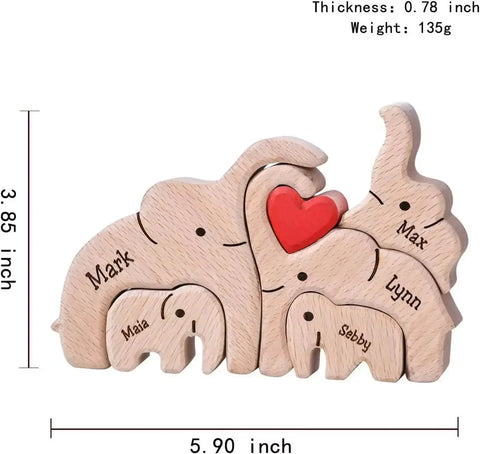 Wooden Elephant Family Puzzle