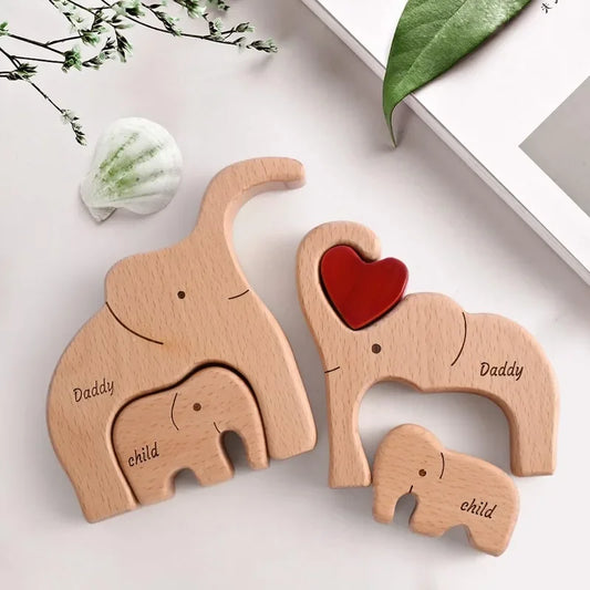 Wooden Elephant Family Puzzle