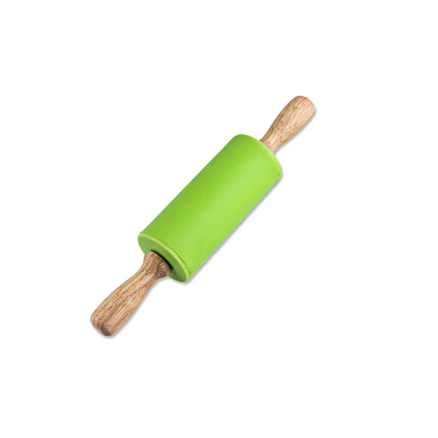 23cm Mini Silicone Rolling Pin 4 Sweet Colors Wood Handle Non-stick Dough Roller Parent Child DIY Baking Pastry Tools - Improve Center
