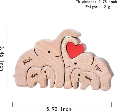 Wooden Elephant Family Puzzle