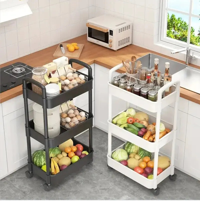 1 PC 3-Layer Rolling Plastic Storage - Improve Center