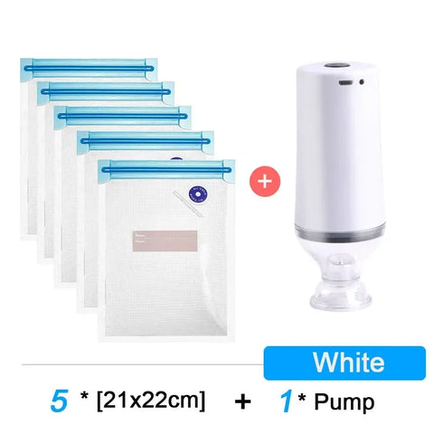Reusable Vacuum Food Storage Bags with USB Sealer