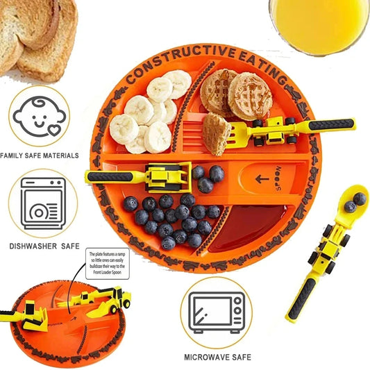 Kids Construction Vehicle Utensil Set – Spoon, Fork & Knife