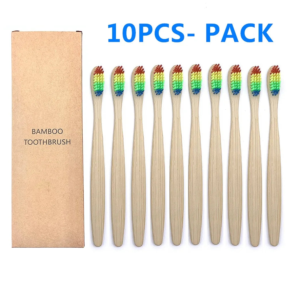 10PCS Biodegradable Bamboo Toothbrush - Improve Center