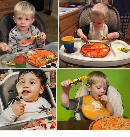 Kids Construction Vehicle Utensil Set – Spoon, Fork & Knife