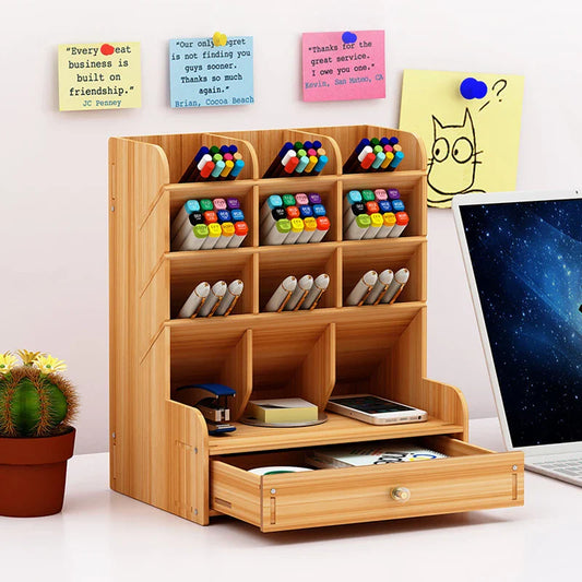 1pc Wooden Desk Organizer - Improve Center