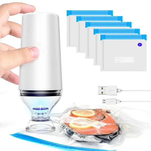 Reusable Vacuum Food Storage Bags with USB Sealer