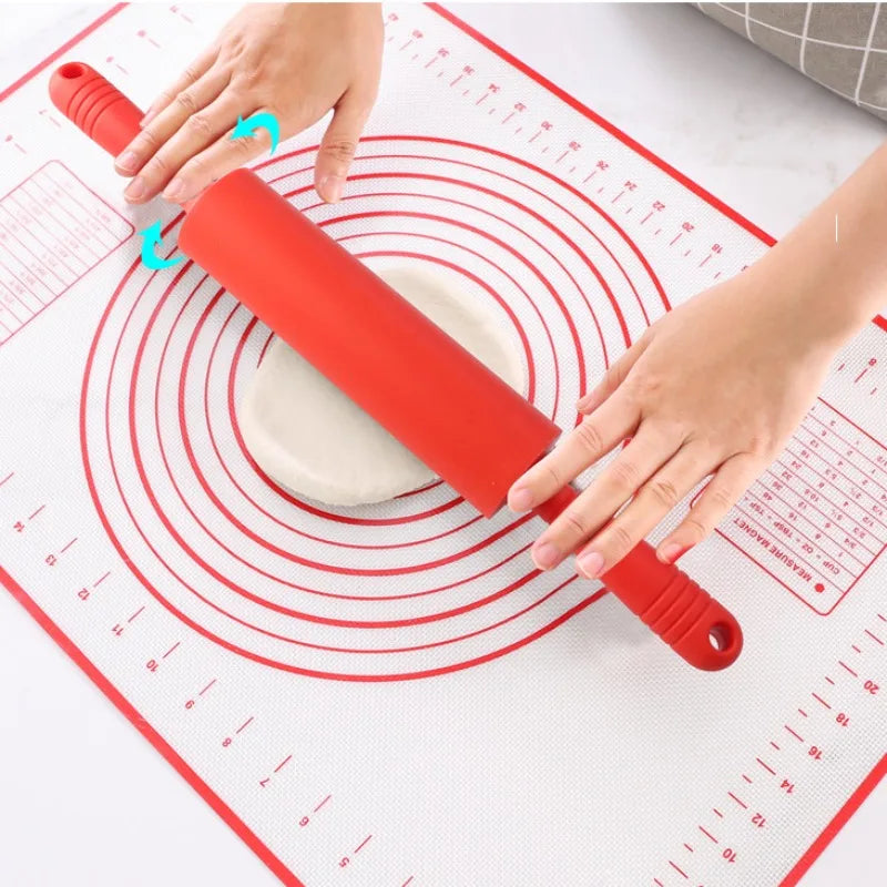 23cm Mini Silicone Rolling Pin 4 Sweet Colors Wood Handle Non-stick Dough Roller Parent Child DIY Baking Pastry Tools - Improve Center