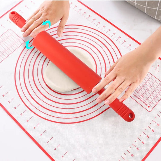 23cm Mini Silicone Rolling Pin 4 Sweet Colors Wood Handle Non-stick Dough Roller Parent Child DIY Baking Pastry Tools - Improve Center
