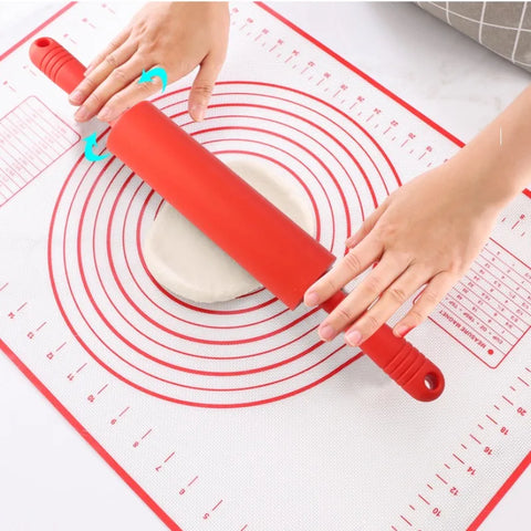 23cm Mini Silicone Rolling Pin 4 Sweet Colors Wood Handle Non-stick Dough Roller Parent Child DIY Baking Pastry Tools - Improve Center
