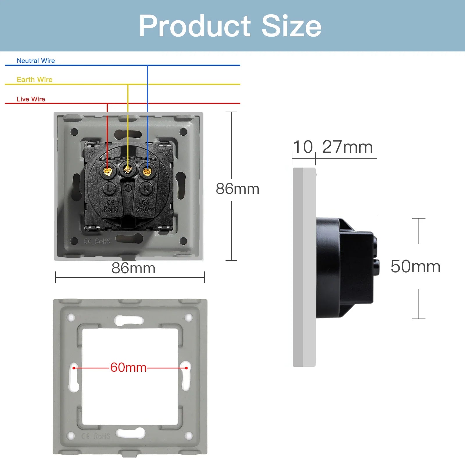 16A Wall Power Socket - Improve Center