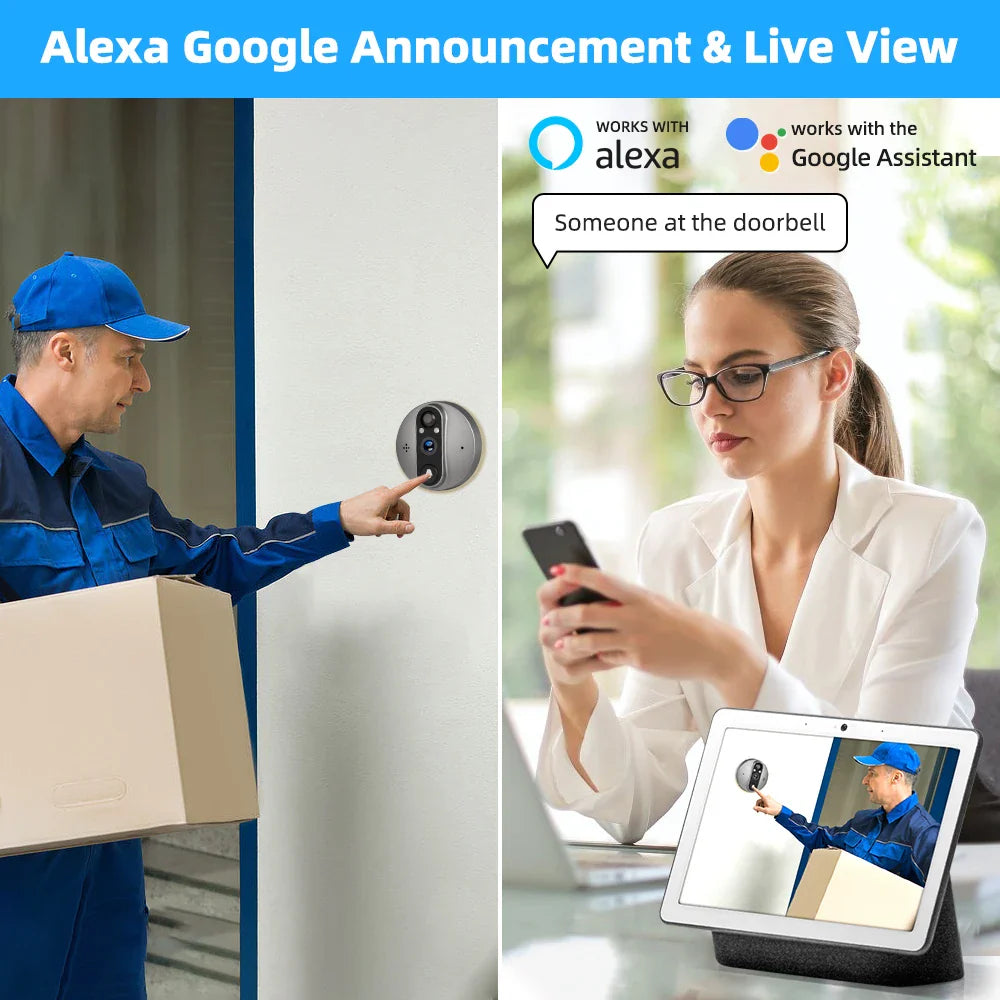 1080P WiFi Door Bell Eye Peephole Camera - Improve Center