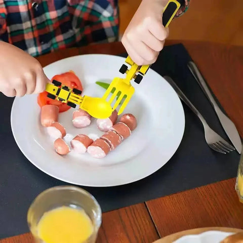 Kids Construction Vehicle Utensil Set – Spoon, Fork & Knife