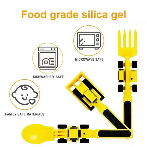 Kids Construction Vehicle Utensil Set – Spoon, Fork & Knife