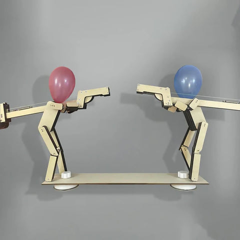 Wooden Balloon Battle Game – 2-Player Handcrafted Shooting Puppet Party Game