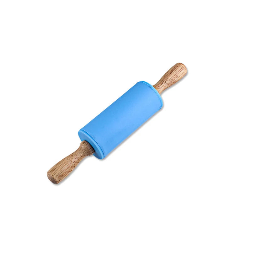 23cm Mini Silicone Rolling Pin 4 Sweet Colors Wood Handle Non-stick Dough Roller Parent Child DIY Baking Pastry Tools - Improve Center