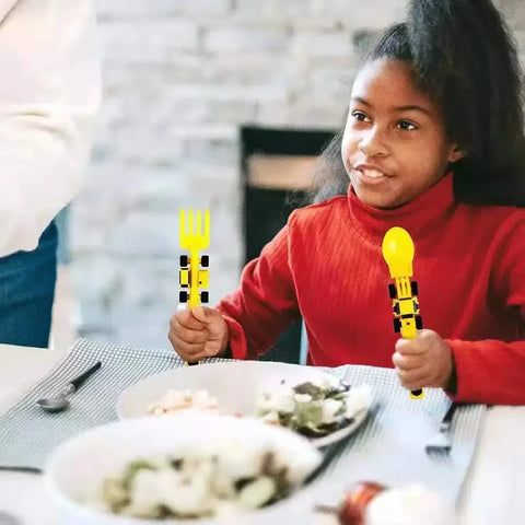 Kids Construction Vehicle Utensil Set – Spoon, Fork & Knife